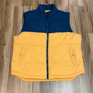 ST JOHN’S BAY VEST VTG Puffer Full Zip EUC Navy/Gold Coastal Retro Mens Sz Large